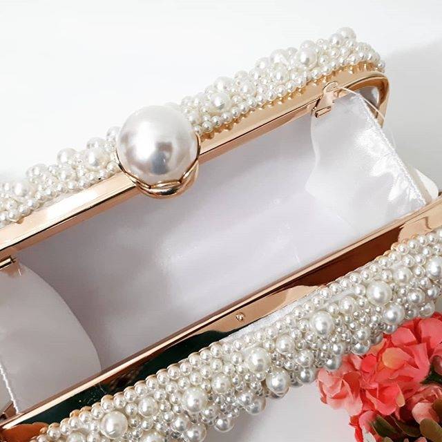 Tas Pesta RACHEL Embellished Pearl Box Clutch