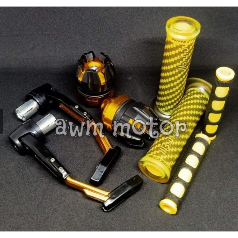 Paket Acc Motor Proguard + Handgrip Carbon + Karet Handle + Jalu As Naga Paket 4 item Universal