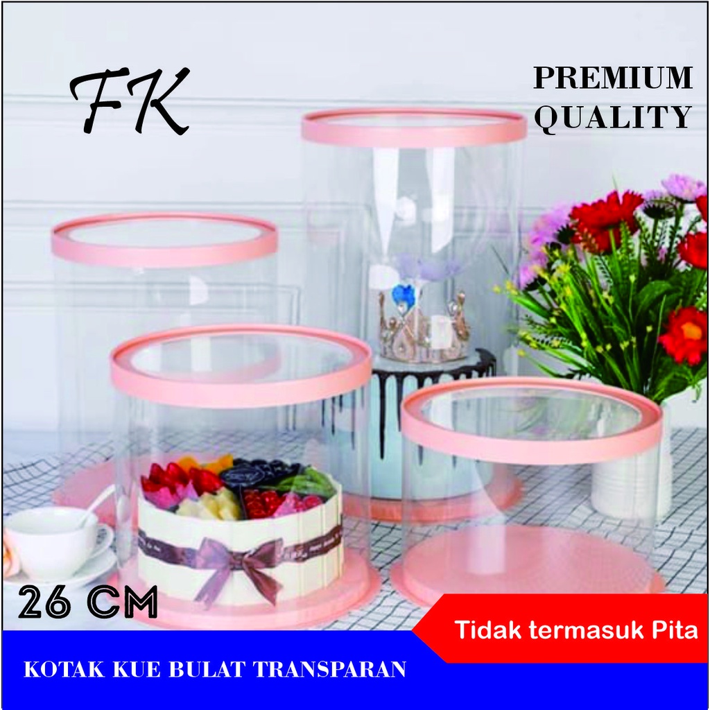 

Mika Kue Bulat Cake Box Bulat Dus Kue Bulat Kotak Kue Bulat Transparant Mika PET Diameter 26 CM