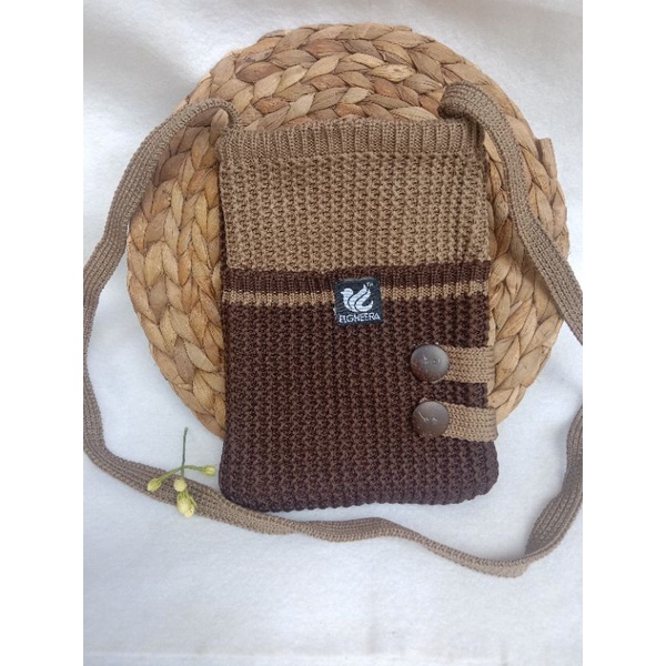 Ayesha _New model Tas rajut hp 2 ruang/Tas hp/Sling bag