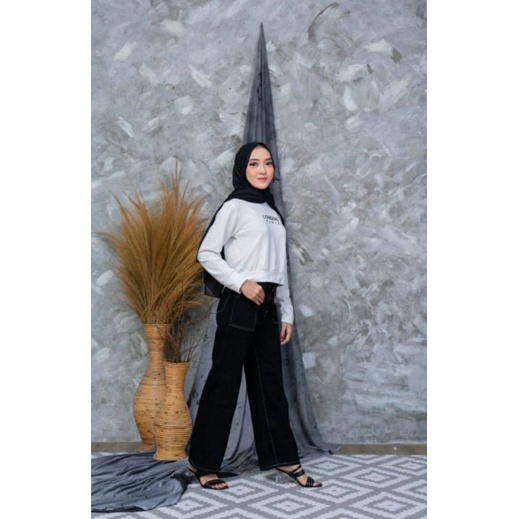 Highwaist Kulot Kargo Jeans Wanita Cullote Loose Cargo Premium Quality