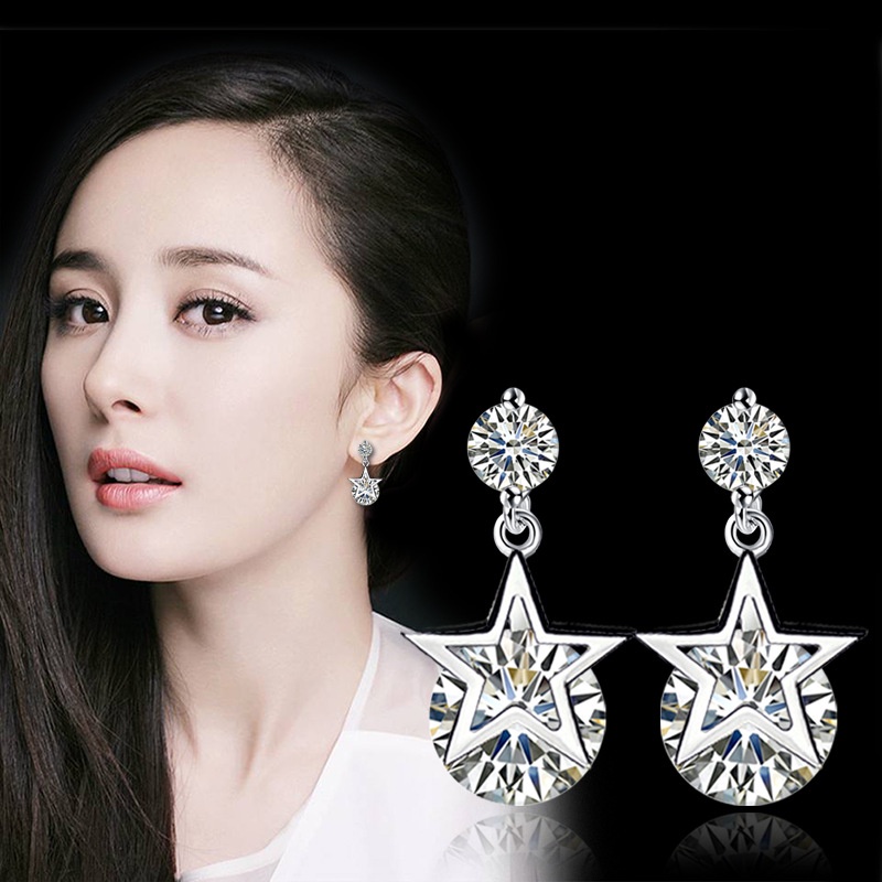 Anting Perak 925 Wanita Fashion Bintang Fashion Perhiasan/Subang Telinga anting perempuan