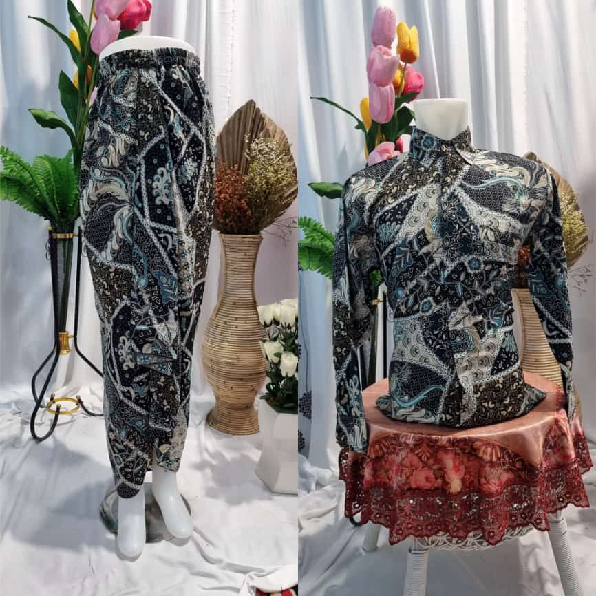 Couple rok Rempel &amp; kemeja panjang / couple batik kondangan / cople batik wisuda/couple batik modern