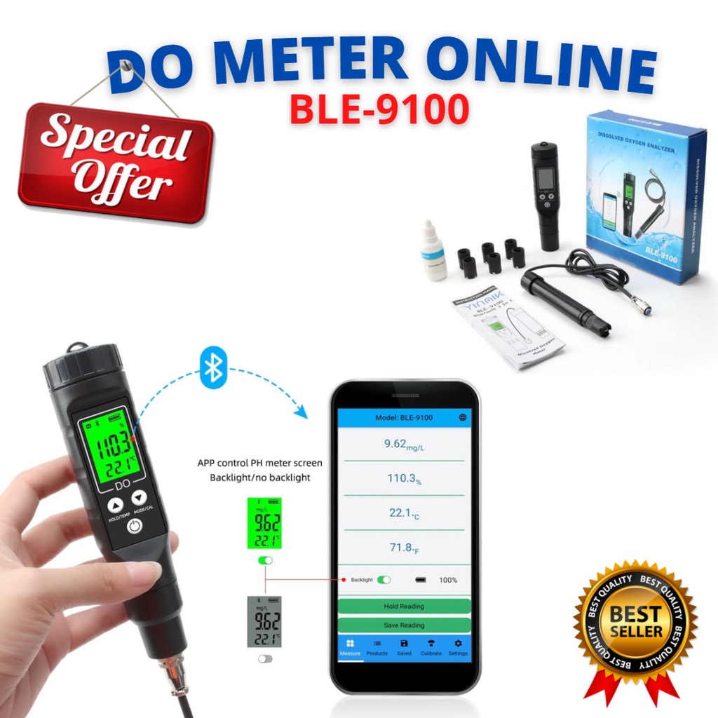 DO METER BLUETOOTH BLE9100 DISOLVED OXYGEN BLE-9100 PORTABLE 3IN1 KADAR OXYGEN DALAM AIR