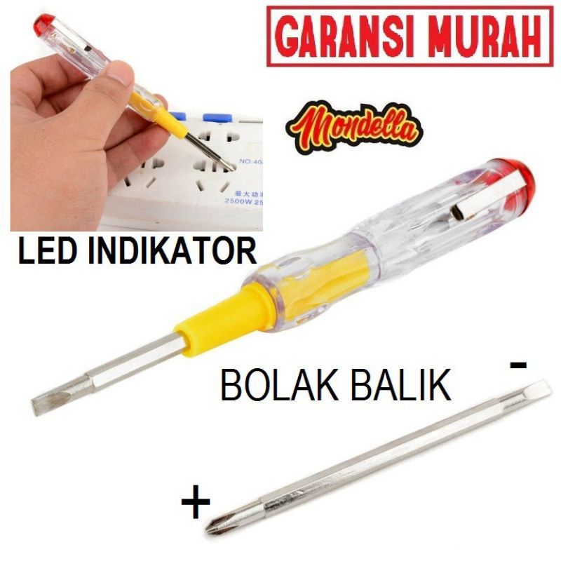 TESPEN Tes Pen Obeng / Obeng Bolak Balik + - Sunfree Kuning - S99