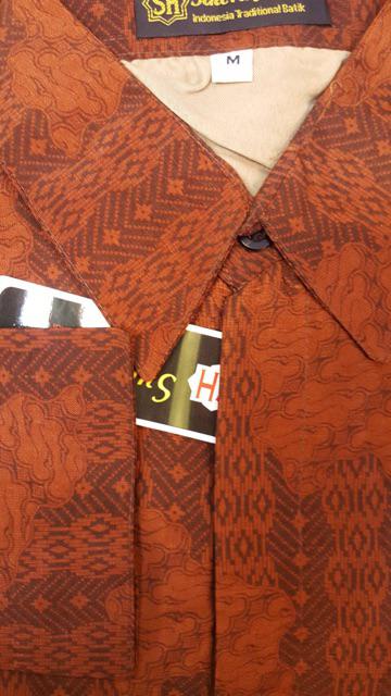 Kemeja Batik Furing Coklat Tua Bata Chocolate Licin Regular Fit Seragam Lengan Panjang Bsy