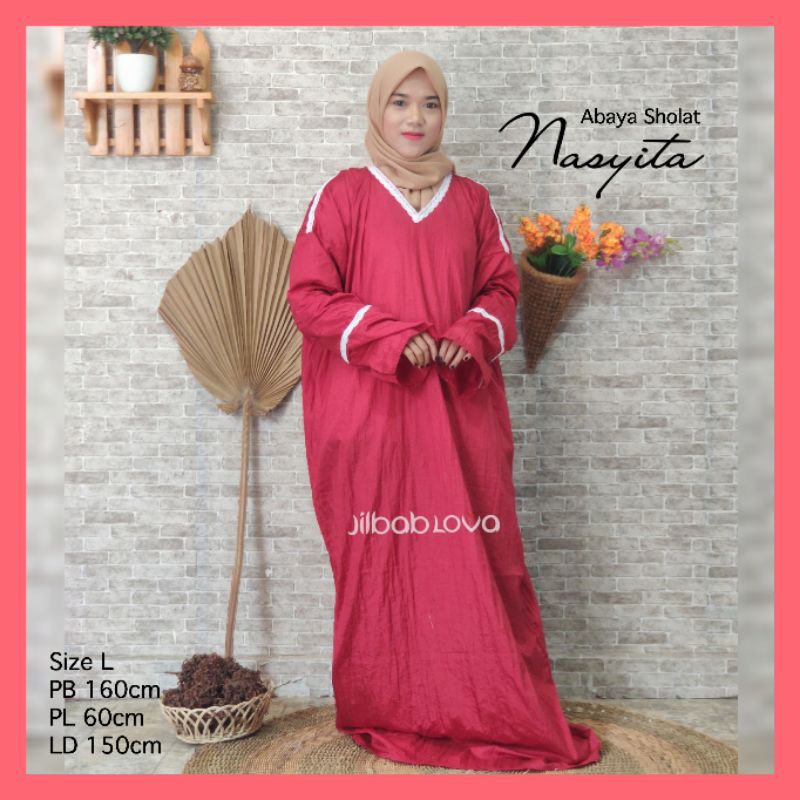 Mukenah Mukena Abaya tanpa tutup kepala bahan Parasit Parasut Nasyita jokam gading354