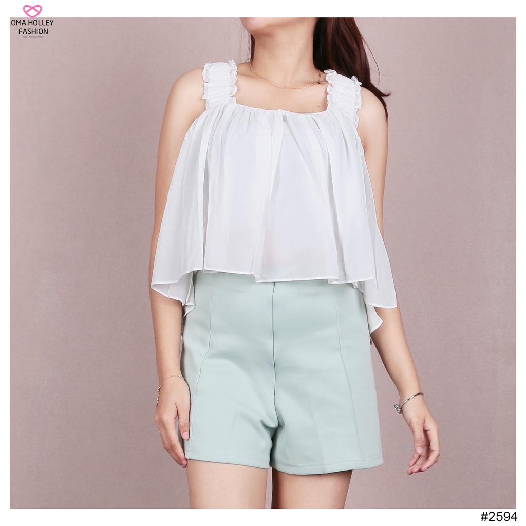 (COD) OH Fashion Clafita Blouse Crop Ruffles #2594