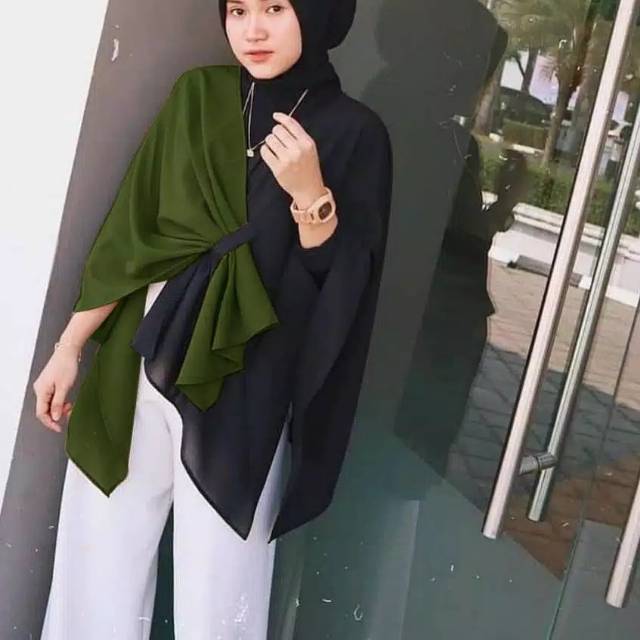 Ami outer muslim pakaian wanita atasan fashion remaja