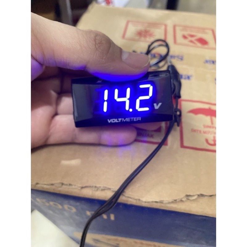 VOLTMETER ATAU VOLTMETER AKI UNIVERSAL ALL MOTOR LED MERAH DAN BIRU WATERPROOF