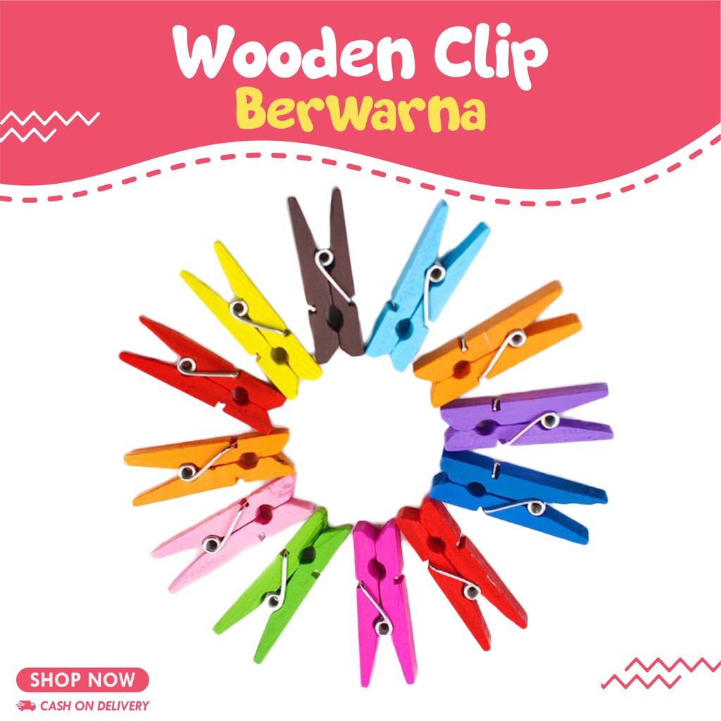 JEPITAN KAYU WARNA WARNI (10 PCS) | WOODEN CLIP | JEPIT FOTO POLAROID | WOODEN CLIP BERWARNA