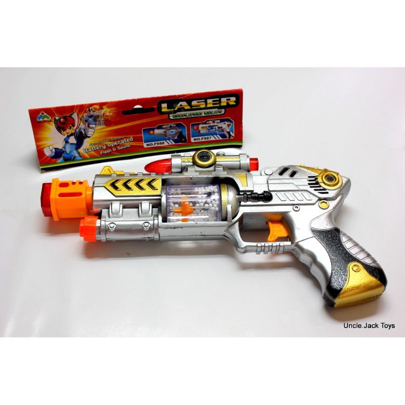 Mainan anak laki-laki pistol laser gun nyala dan bersuara