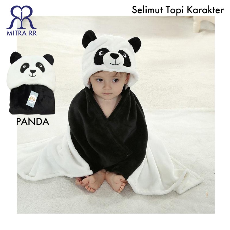 MitraRR Selimut Topi Bayi Karakter / Selimut Topi Bayi Boneka Fleece Carter Hooded Blanket