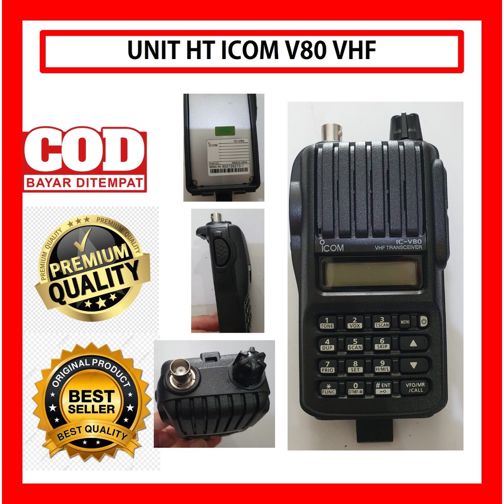 HT Icom v80 V 80 ICV80  Lithium VHF Radio Komunikasi IC-V80 HT SAJA NEW PRODUK dari ICOM TERLARIS