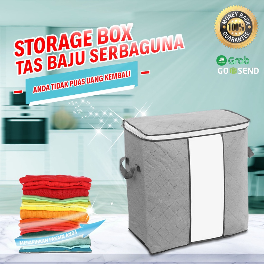 Bamboo Storage Box Tinggi Tas pakaian Tempat penyimpanan baju celana buku