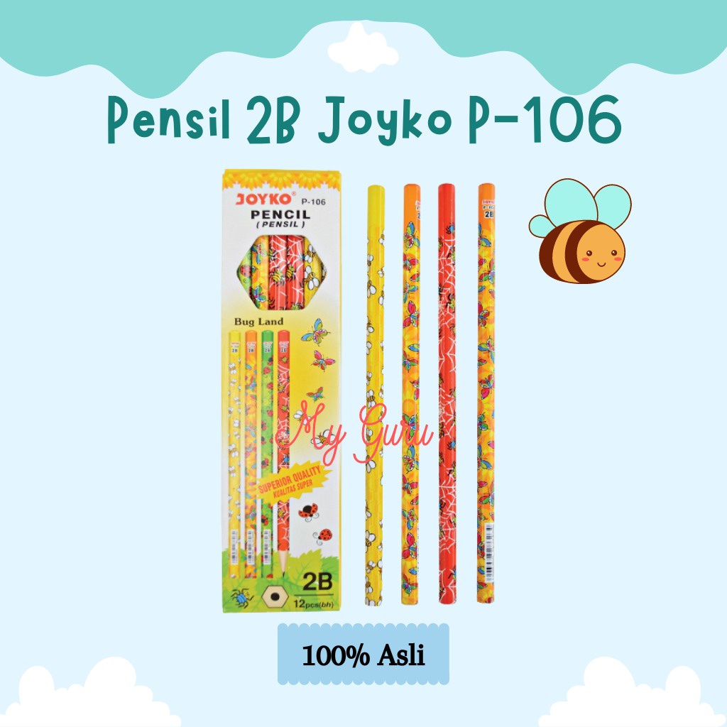 

[PAK] PENSIL 2B JOYKO P-106 BUG LAND PENSIL TULIS KAYU (12 PCS)