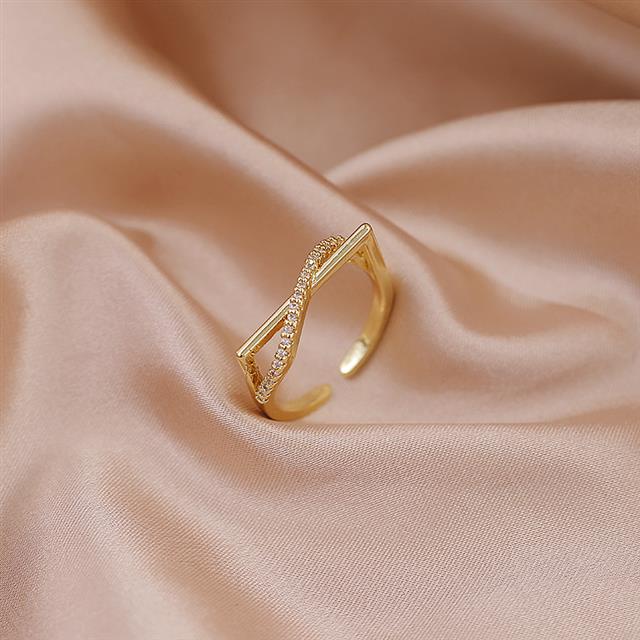 Gaya Korea cahaya mewah open square anggun online influencer cincin pasangan Baru hadiah