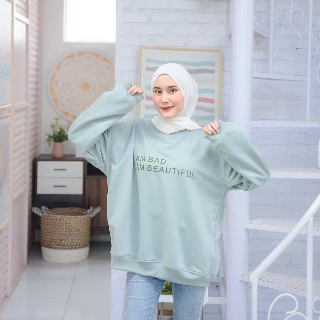 Nara Grosir - I am Bad XXL Sweater l Sweater Polos l Sweater Pria dan Wanita