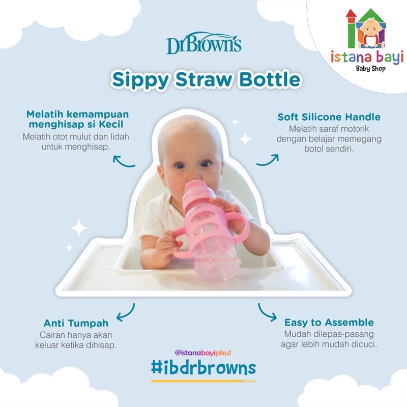 Dr.Brown's Sippy Straw Bottle 8oz/9oz- Botol Anak