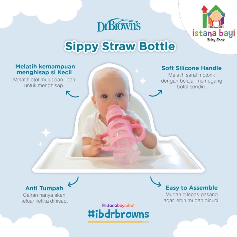 Dr.Brown's Sippy Straw Bottle 8oz/9oz- Botol Anak