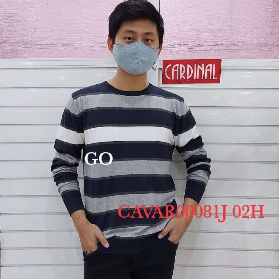 BB CARDINAL SWEATER Pakaian Pria Outerwear Cardigan Hoodie Jaket Casual Salur Garis Lengan Panjang