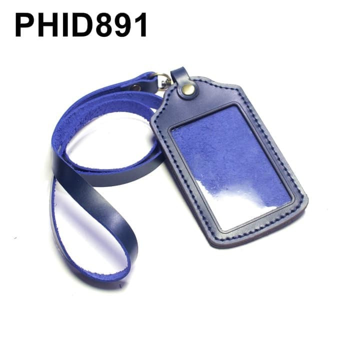 

Gantungan dompet ID card kulit asli biru PHID891 tali ID card holder