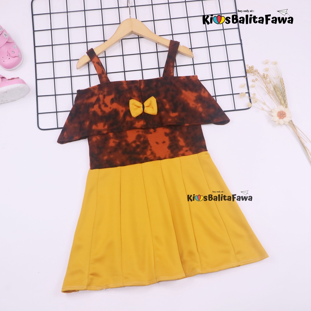 Dress Alinka uk 1-2 tahun / Dress Pesta Anak Perempuan Lengan Dres Baju Import Gaun Polos Flower