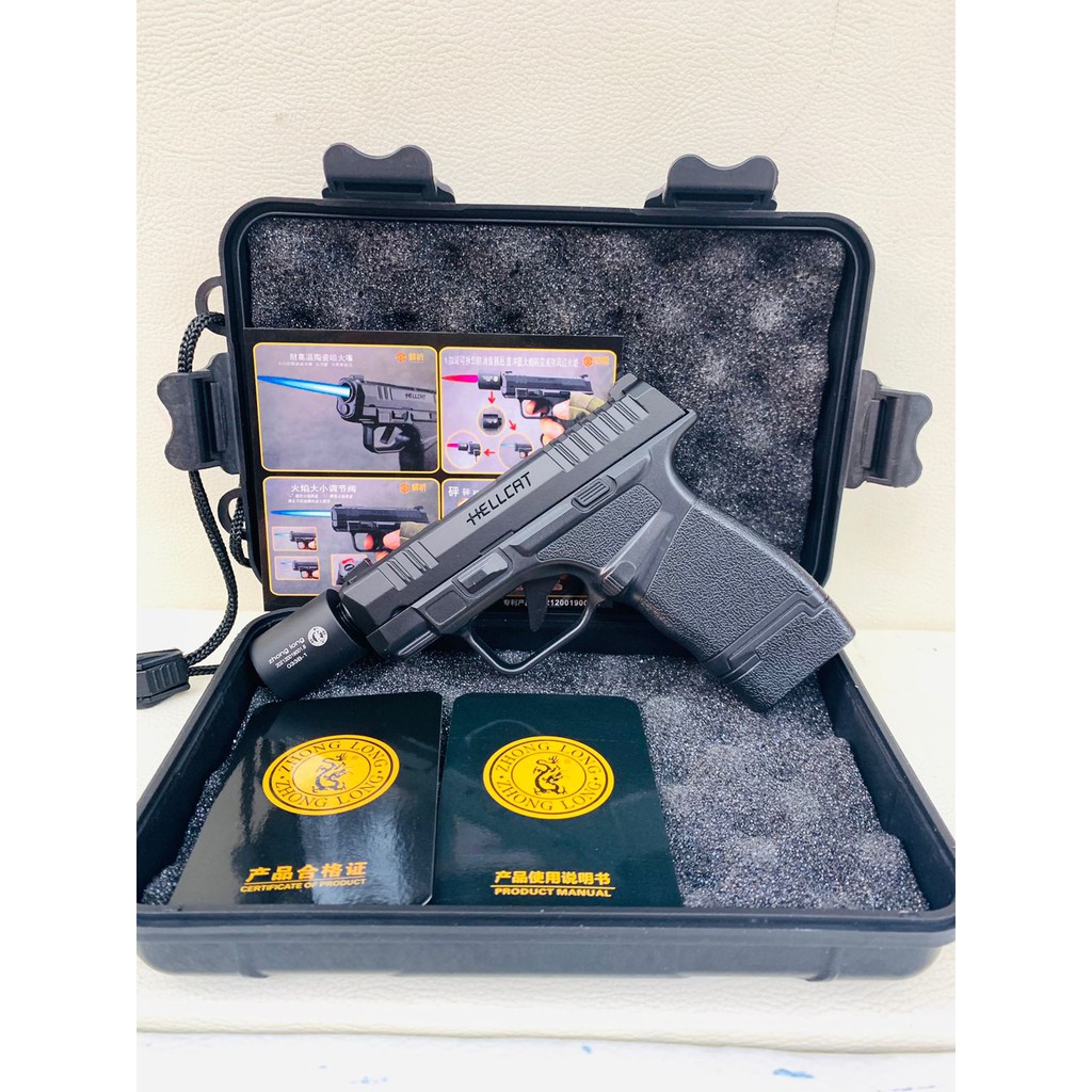 KOREK API GAS MODEL PISTOL GOLD ROSE BARETTA  HELLCAT BONUS KOPER BOX