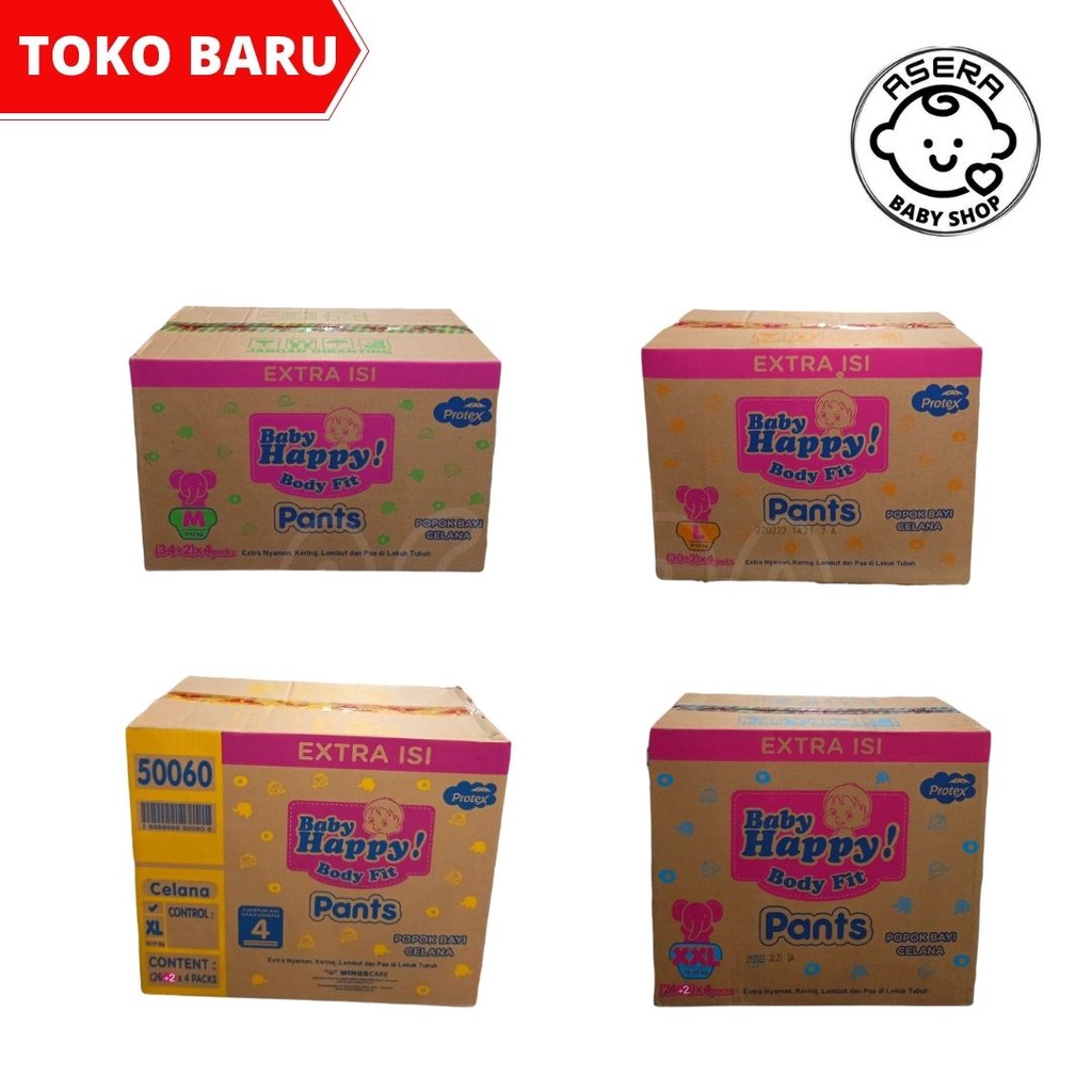 PAMPERS BABY HAPPY KARDUSAN MURAH SIZE M34+2 / L30+2 / XL26+2 / XXL24+2 / POPOK BABY HAPPY KARTON