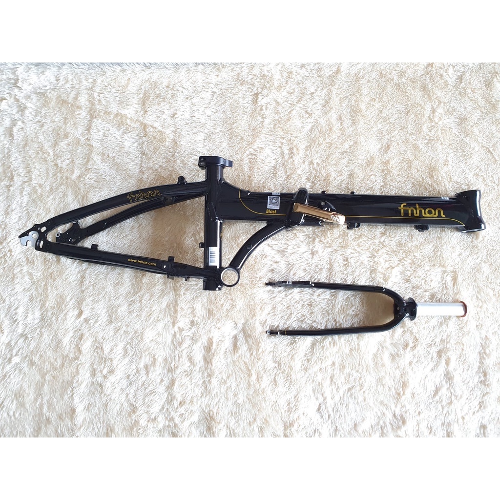 Frame fork handlepost Fnhon Blast black gold hitam emas discbrake 20 22 inch