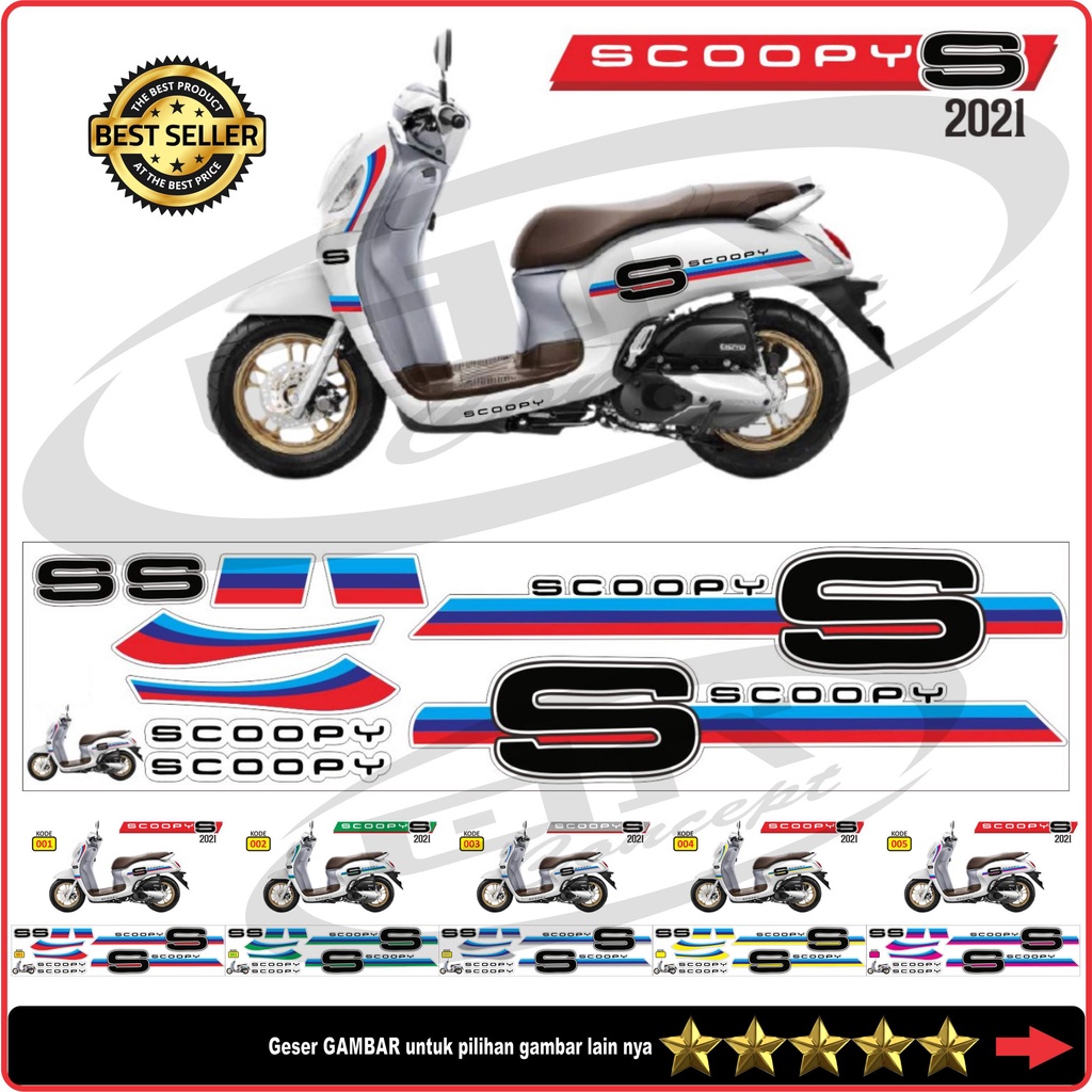 Striping SCOOPY new 2021 Putih 1 Variasi Stiker Motor Sticker Decal Desain Motip Lis Thailook Sunmor