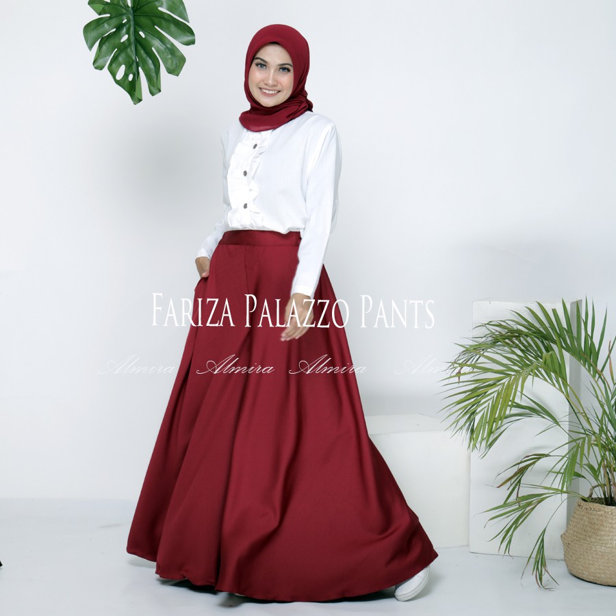 Celana Kulot Wanita Fariza Palazzo Pants Kulot Payung Lebar Bahan Baloteli Banyak Warna