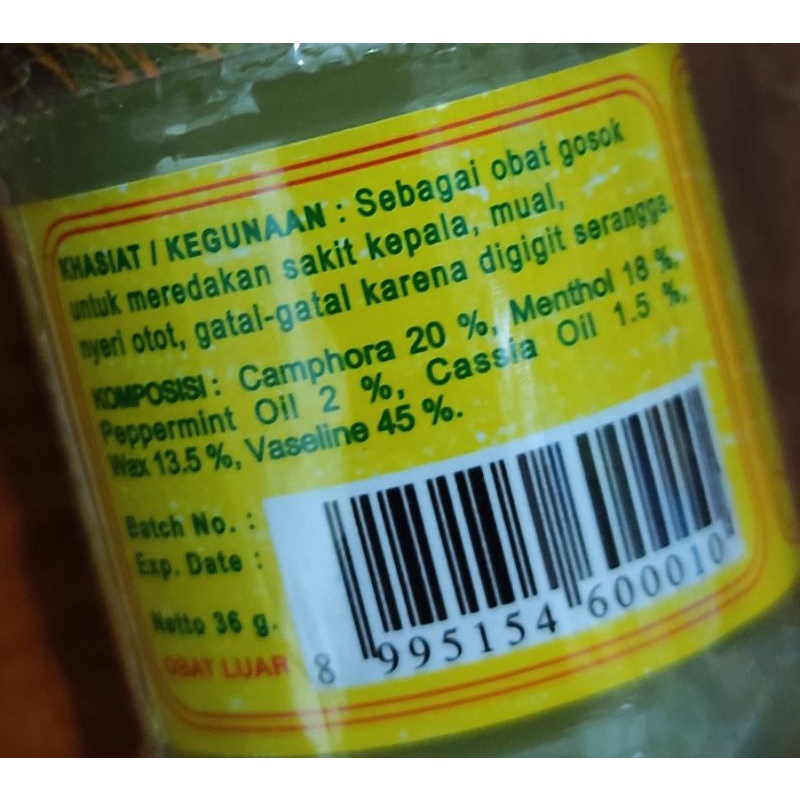 Balsem Tjing Tjau 36 Gram / Pereda Nyeri / Sakit Kepala / Masuk Angin / Gatal-Gatal