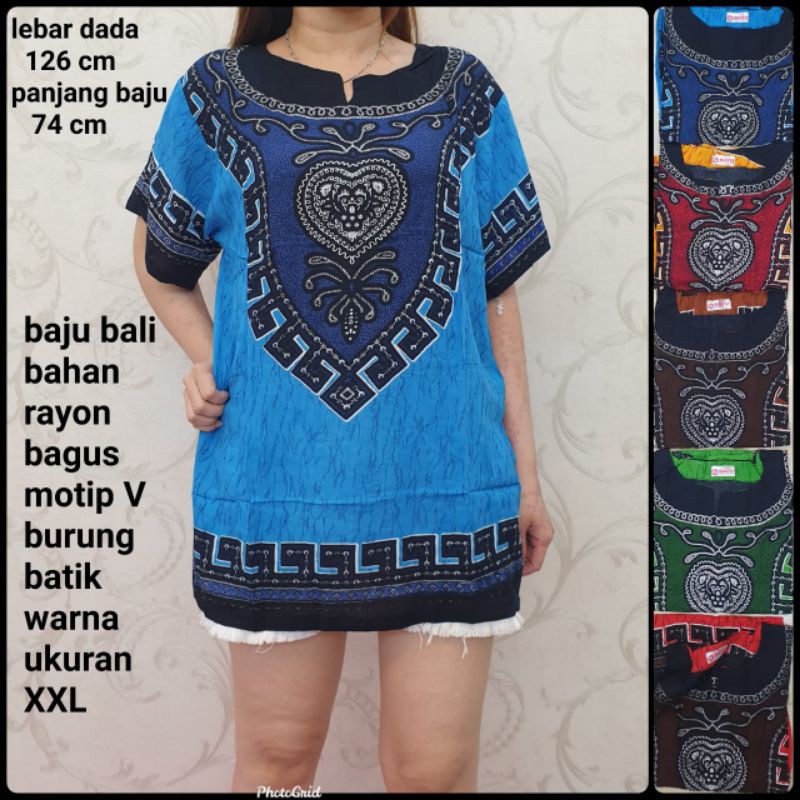 baju Bali batik dasar warna motip kalung XL dewasa