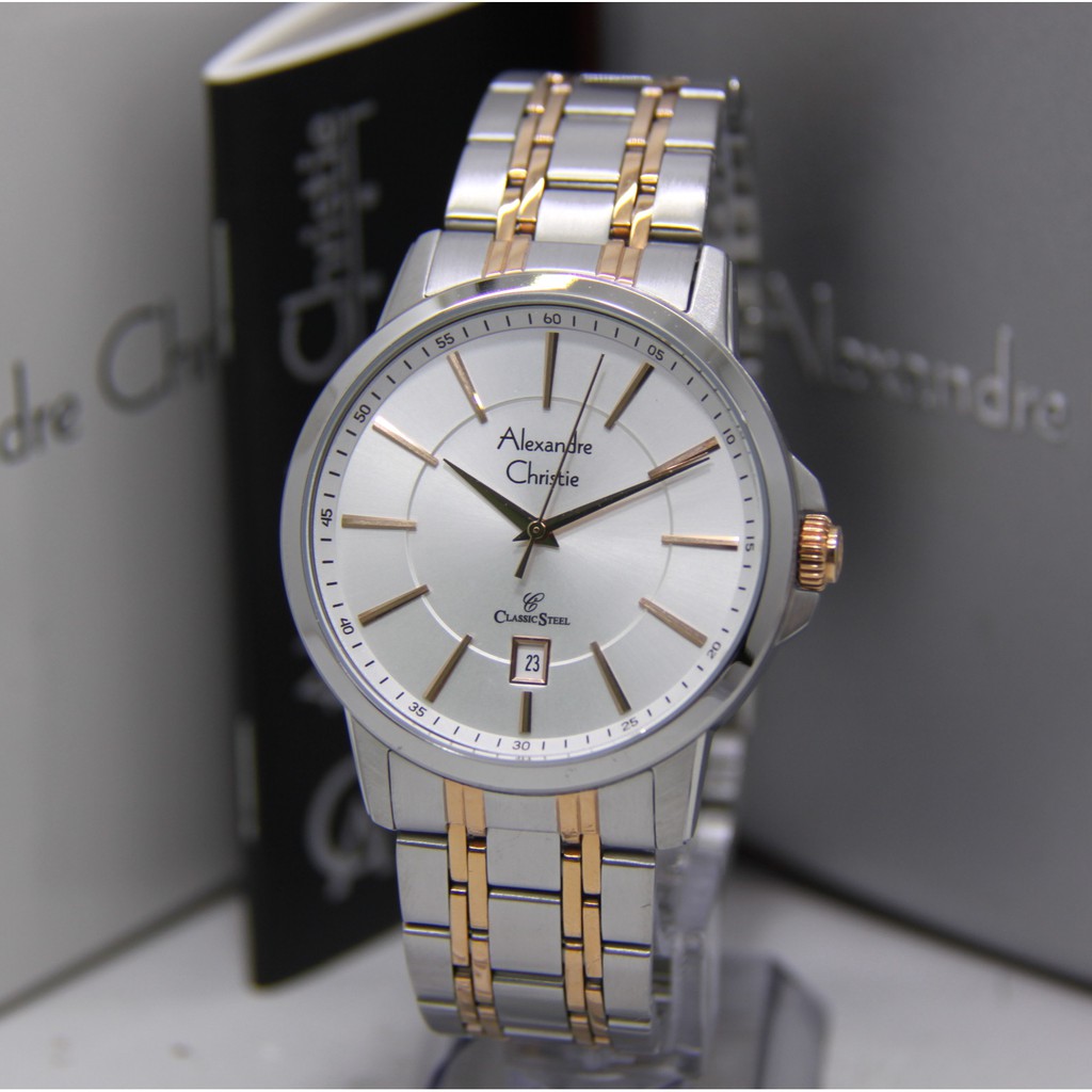 ALEXANDRE CHRISTIE 8636 SILVER ROSEGOLD PRIA ORIGINAL AC8636 AC 8636 JAM TANGAN COWOK ARLOJI COWOK