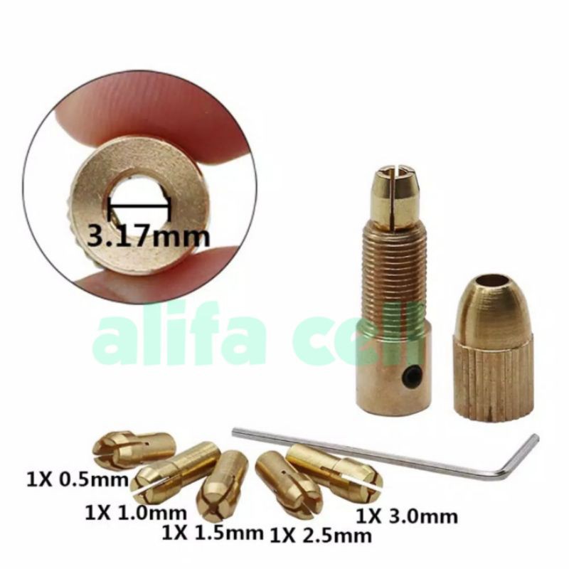 1 set chuck collet mini drill mini grinder konektor mata bor 3,17 mm