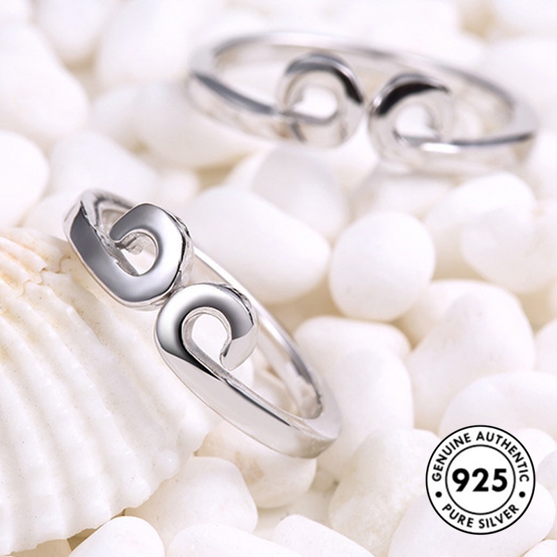 Cincin Model Terbuka Bahan S925 Silver Untuk Pasangan