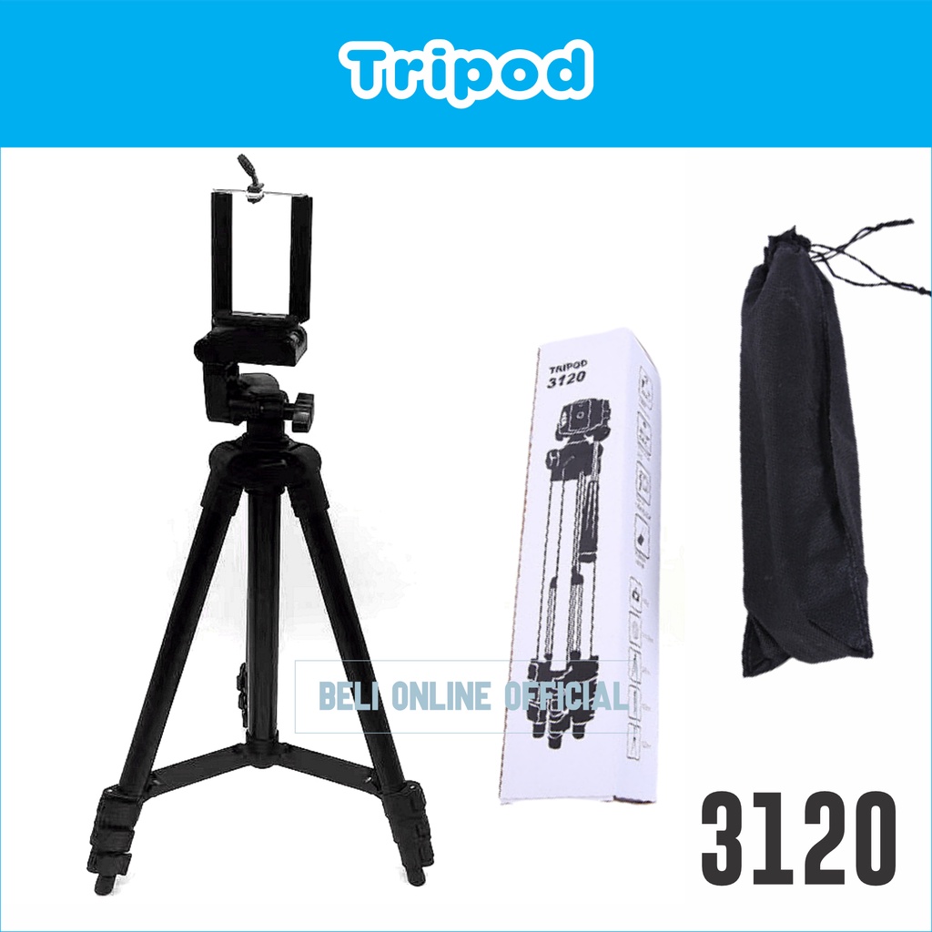 Tripod 3120 Hitam Black Tinggi 1 Meter Gratis Holder DSLR Kamera Handphone dll Termurah
