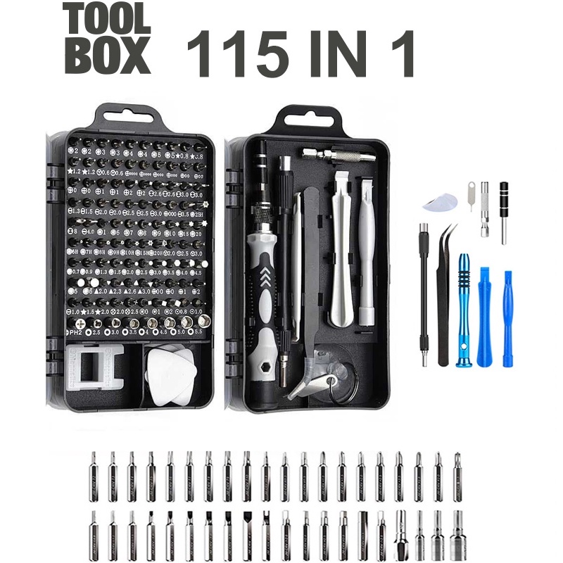 Screwdriver Set 115 In 1 Obeng Set Obeng Magnetik Set Perbaikan Telepon Phone Laptop Obeng Set Repair Hand Tools