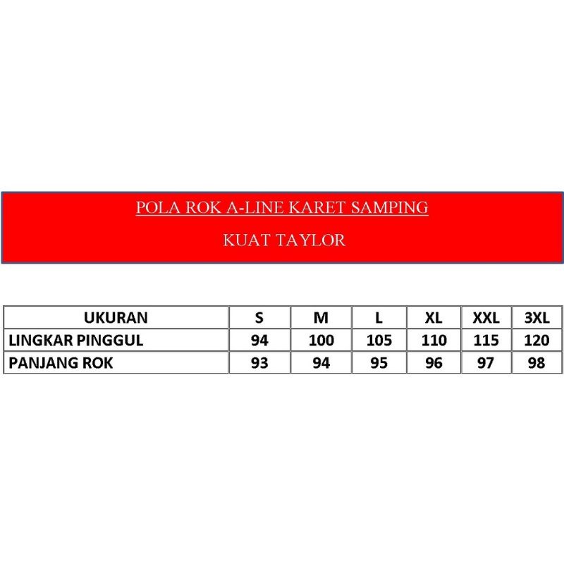 Pola instan Rok A Line karet samping