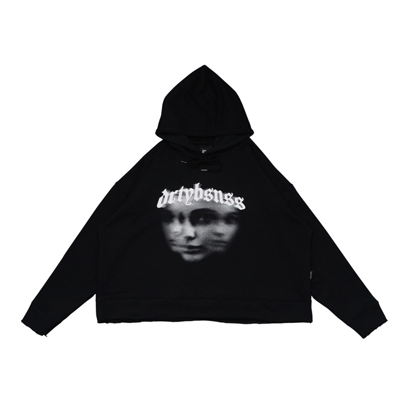 DIRTY BUSINESS HOODIE OVERSIZE CROP UNFINSHED FACE