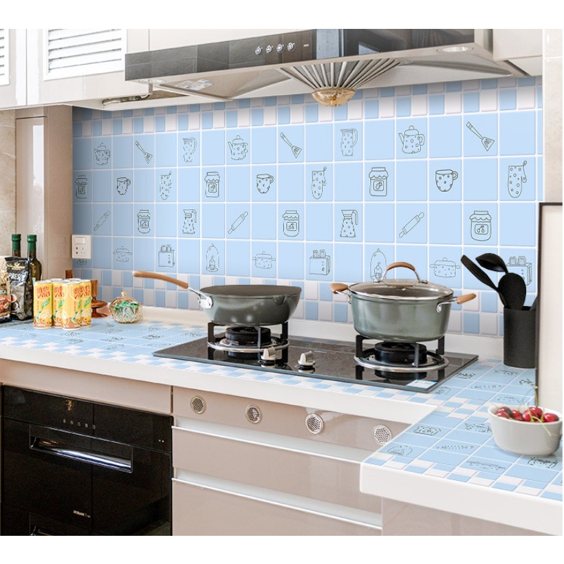 Swopply  HL0205 wallpaper Dinding Dapur Kitchen desain kartun Anti Air Dan Minya 3D