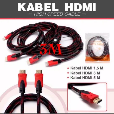 KABEL HDMI 3M SERAT JARING HDMI TO HDMI 3 m 1080P V1.4 3D HQ