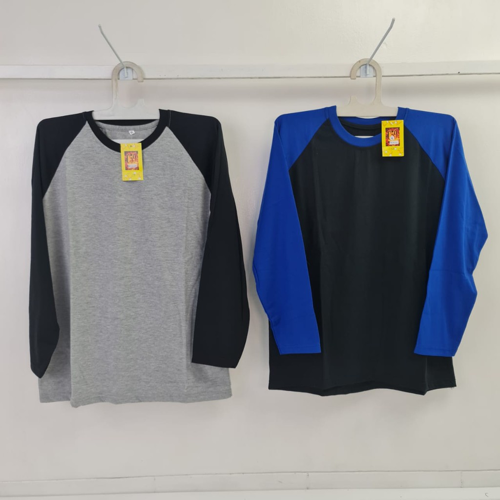Kaos Raglan Kombinasi C59 Dewasa Lengan Panjang Bahan Katun Combed