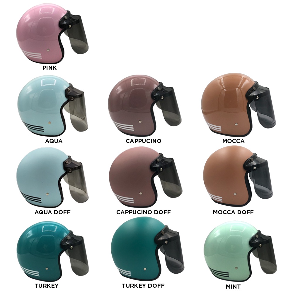 Tanpanama Helm - Helm Bogo Wanita / Helm Bogo Dewasa Garis Warna Terkini Retro SNI