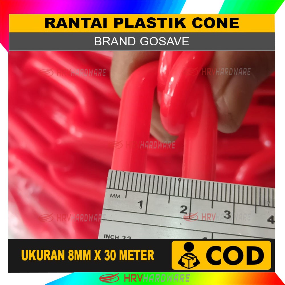 RANTAI CONE KERUCUT LALU LINTAS PLASTIK SAFETY TRAFFIC CONE 8MM X 30M