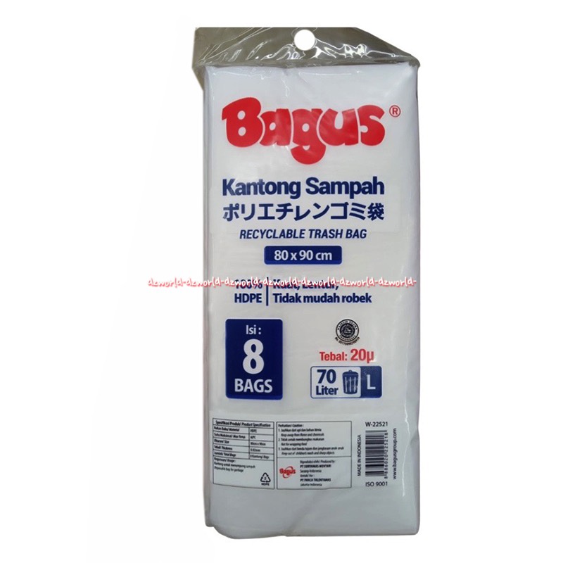 Bagus Kantong Sampah 70L Recycle Trash Bag White Kantong Plastik 8pcs Baguus Kantong Sampah Bening Transparan 80x90cm Bagus Plastic Bag White Garbage Bags Eco Green Mudah Di Daur Ulang Kantong Sampah