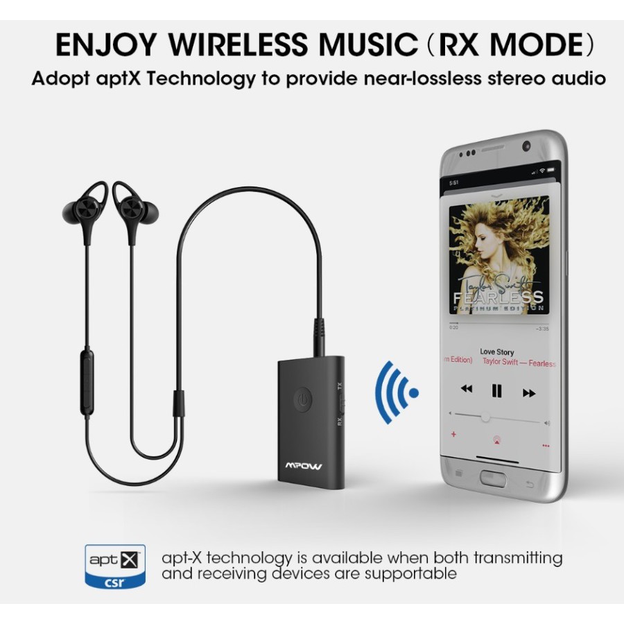 MPOW BH283 Bluetooth Wireless Receiver Transmitter 2 in 1 Adapter APTX