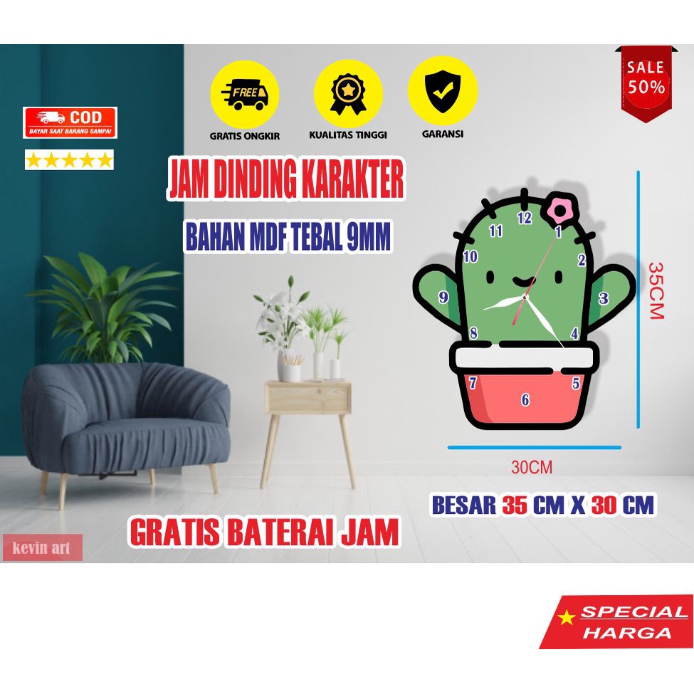 JAM DINDING UNIK DAN LUCU GAMBAR KAKTUS ANIMASI KATUS KARAKTER DEKORASI HIASAN DINDING KAMAR TIDUR ANAK WALL DECOR CUSTOM PAJANGAN DIDING TERLARIS HADIAH KADO KOLEKSI ANAK MINIMALIS KEREN UNIK MEWAH DISKON PROMO DIY