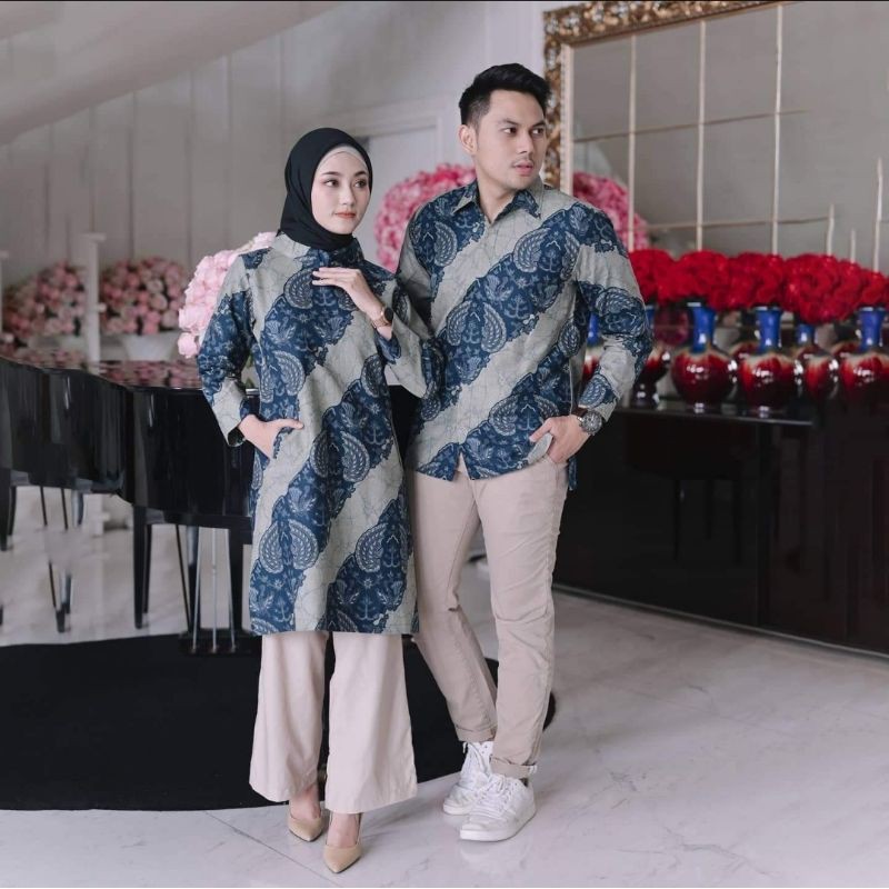 baju batik coupel sarimbit pria dan wanita kemeja dress modern pesta kantor seragam premium prabu
